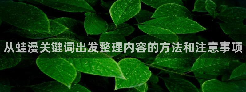 漫画岛入口大全：从蛙漫关键词出发整理内容的方法和注意事项